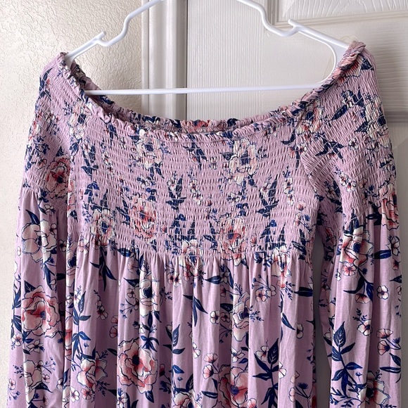 2/$12🌿 xhilaration NWT Floral Off the Shoulder Dress - Purple - Picture 2 of 5